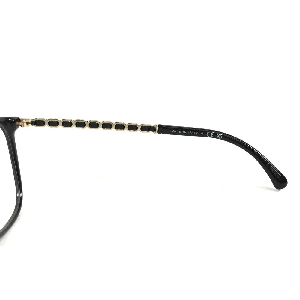 Chanel Eyeglasses Frames 3408-Q c.622 Black Gold Woven Leather 54-16-140